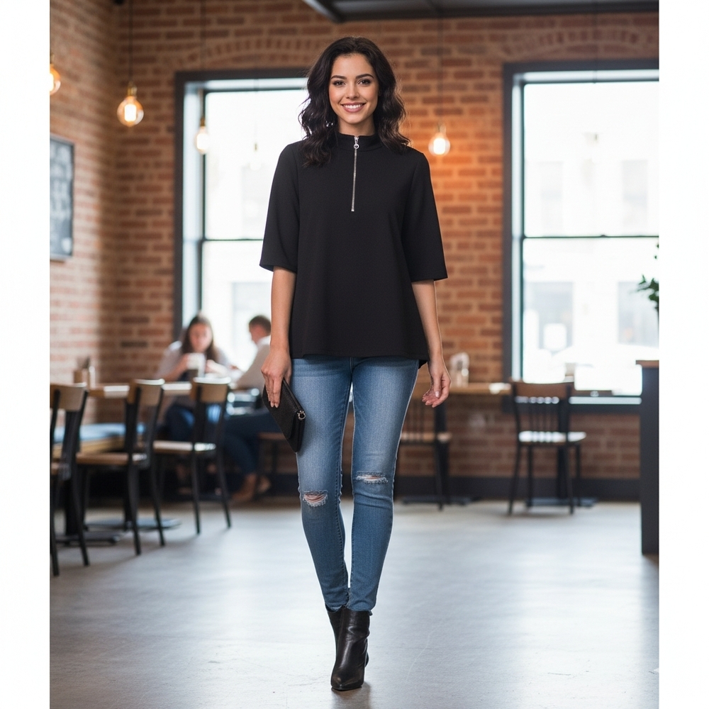 Forever 21 Black Half Zip